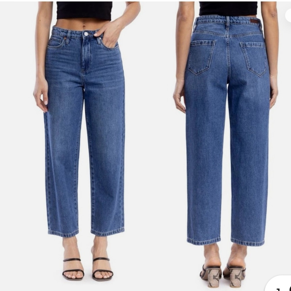 NEW Free People Blank NYC Baxter Ribcage Straight Leg High Rise Jeans Blue Sz 31